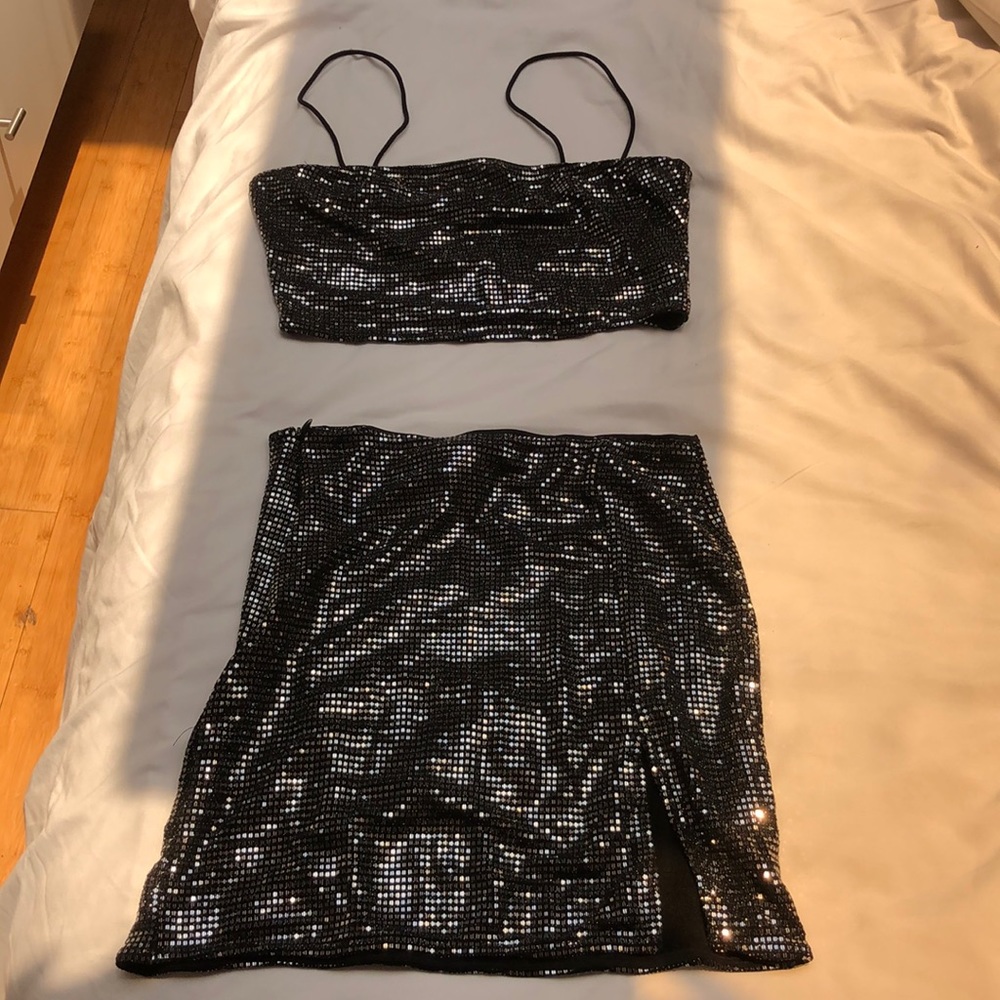 Black Sparkle Skirt set